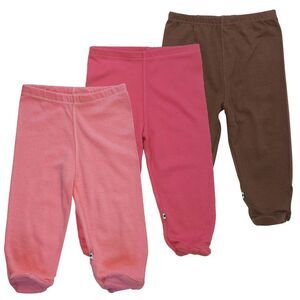 Babysoy Eco Essential 3-Piece Footie Pants Set (3-6 Months, Berry), Size: